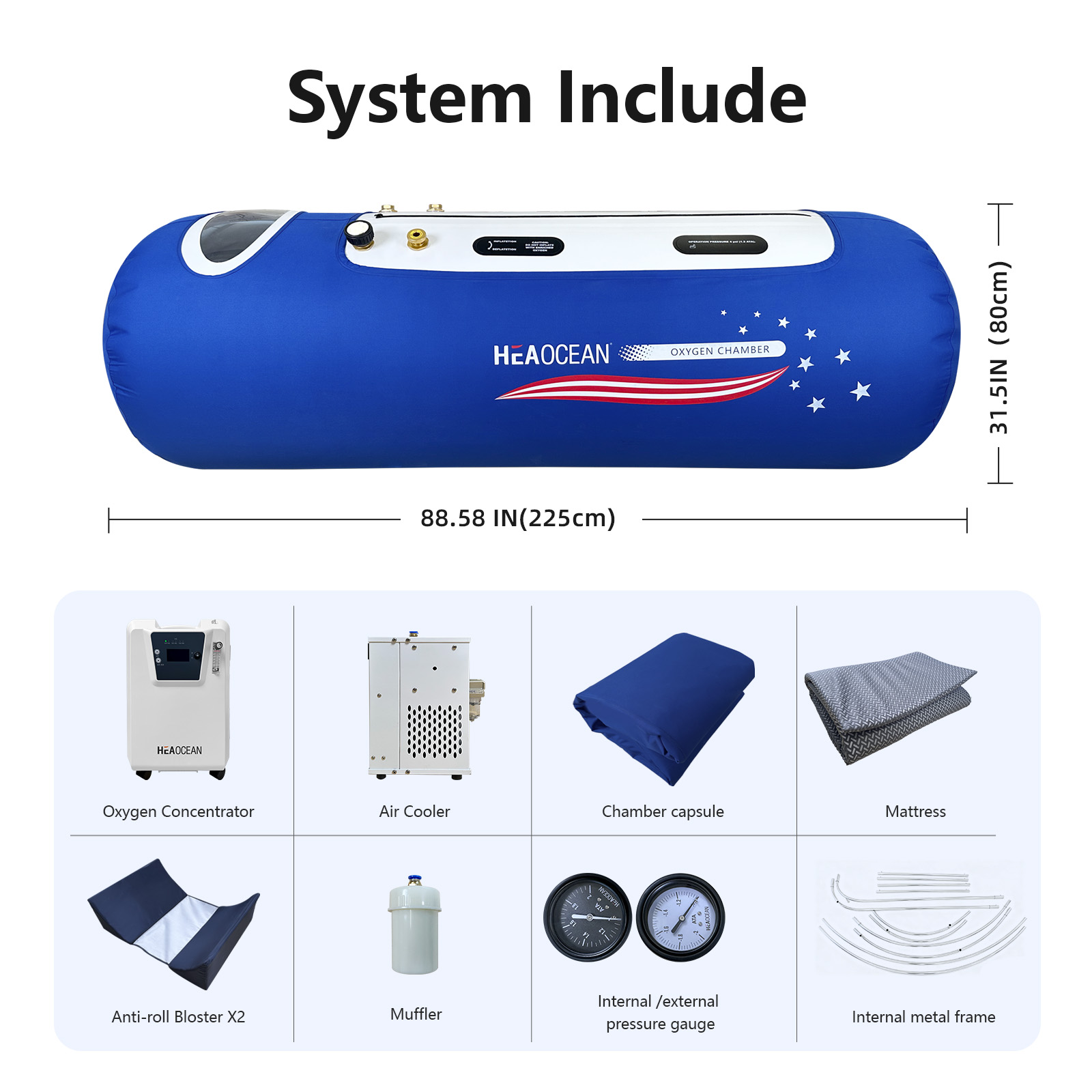 HEAOCEAN Portable Mild Hyperbaric Oxygen Chamber Lying chamber 1.3-1.5ATA - View 3