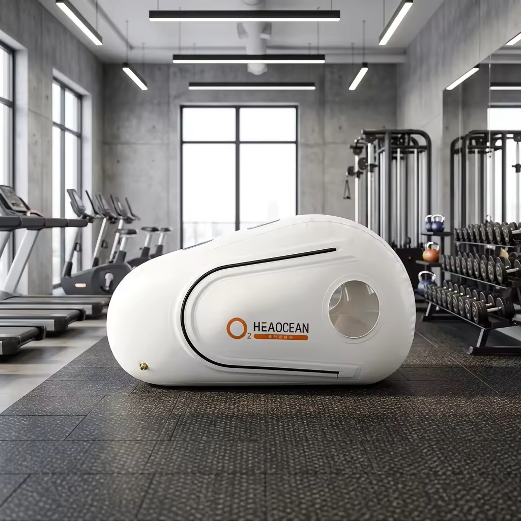 HEAOCEAN hyperbaric chamber in a gym recovery room