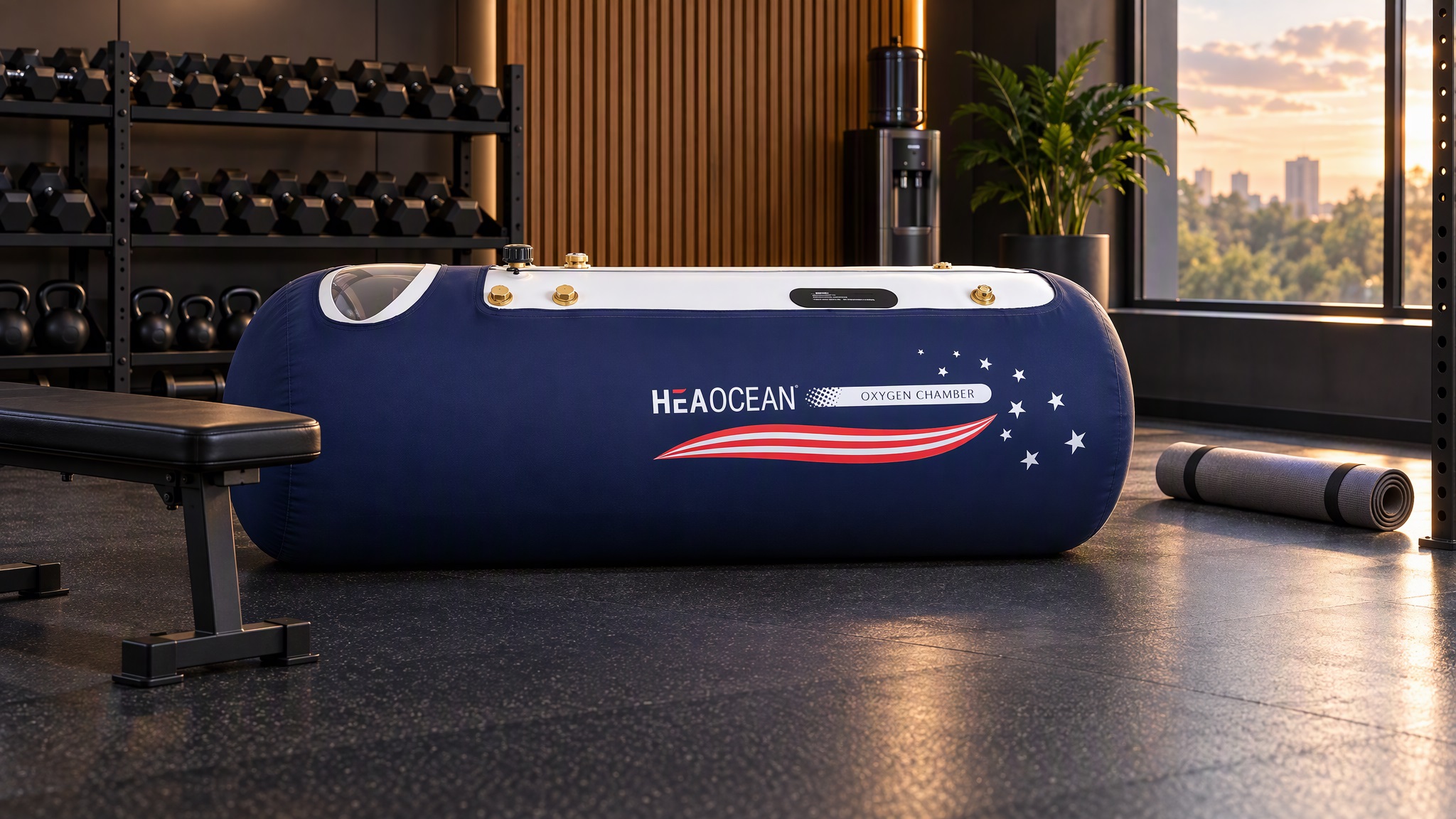HEAOCEAN mild hyperbaric chamber in a gym recovery space