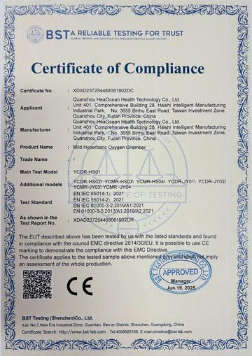 CE certificate of compliance for the EMC directive