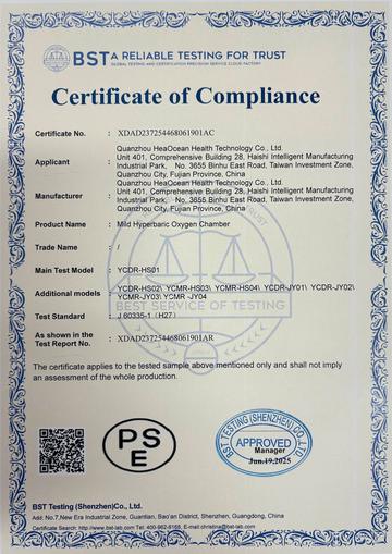 PSE certificate of compliance for the Japanese market