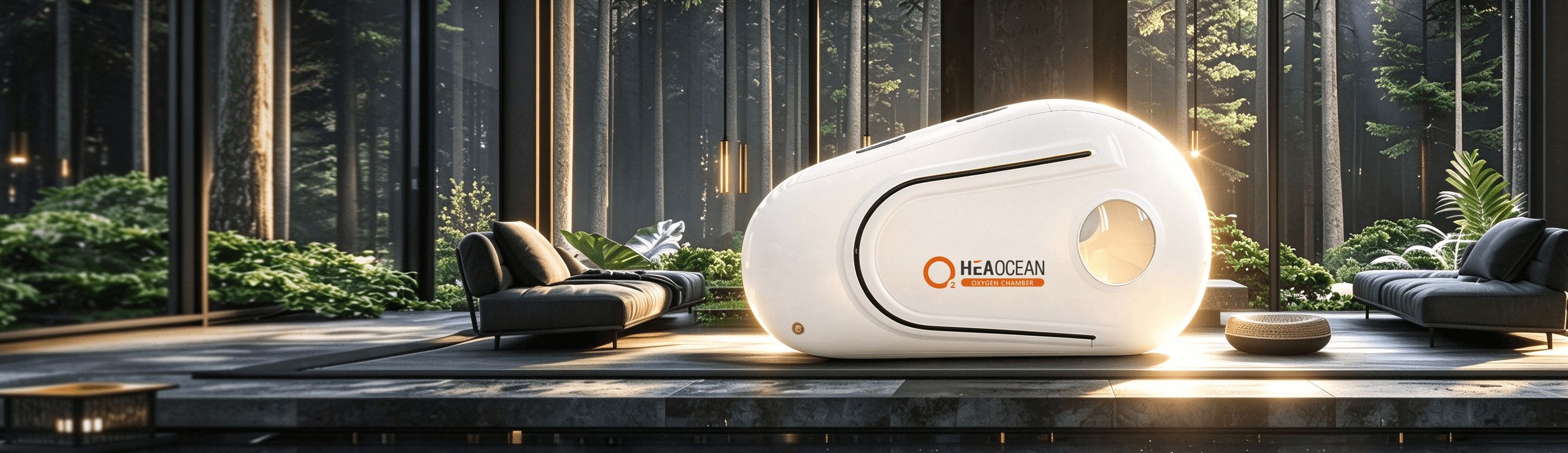 HEAOCEAN mild hyperbaric oxygen chamber in a wellness setting